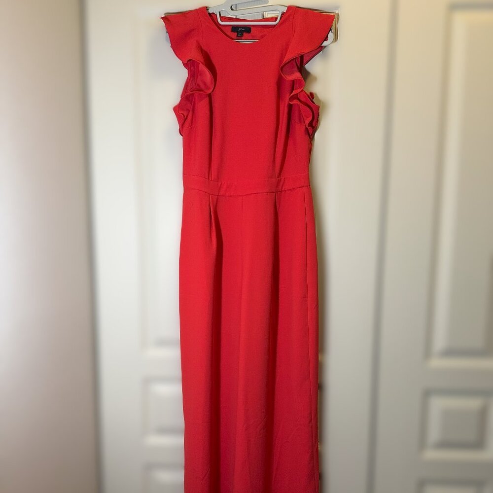 J. CREW Women's Red Sleeveless Ruffle Crepe Jumpsuit Size 4